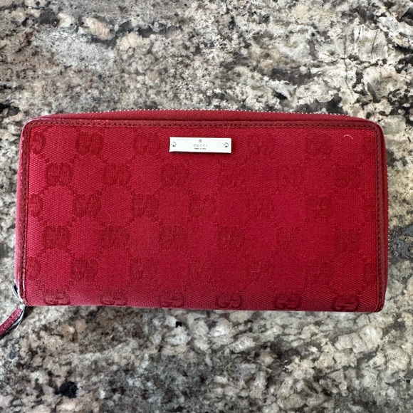 Gucci Handbags - Gucci Authentic Red GG Patterned Zippy Wallet